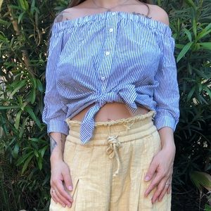 Off Shoulder Button Down